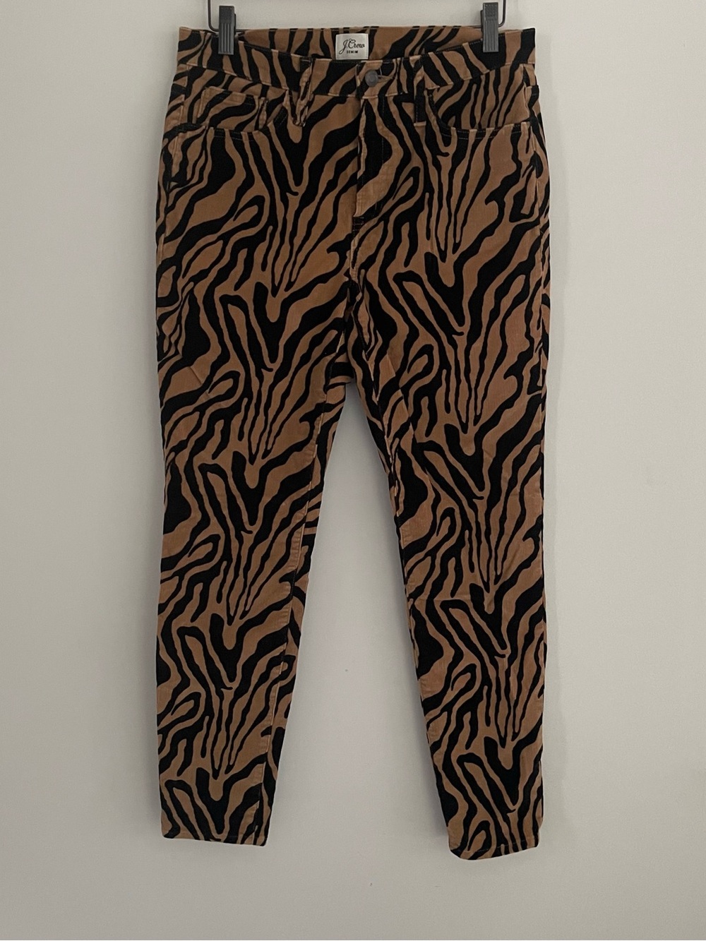 J. Crew Tan and Black Zebra Print Corduroy 5 pocket Jean size 29